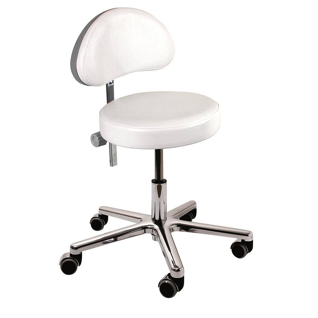 BENTLON® round stool Silver Plus with back support - White | Groupe Apocom